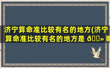 济宁算命准比较有名的地方(济宁算命准比较有名的地方是 🌻 哪里)